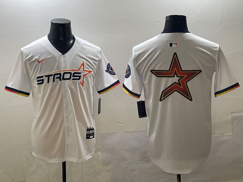 Men Houston Astros Blank White Three generations Joint Name 2025 Nike MLB Jersey style 9